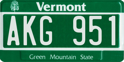 VT license plate AKG951
