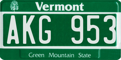 VT license plate AKG953