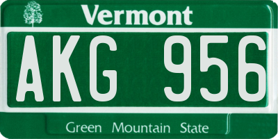 VT license plate AKG956