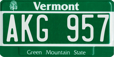 VT license plate AKG957