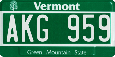 VT license plate AKG959