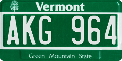 VT license plate AKG964