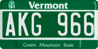VT license plate AKG966