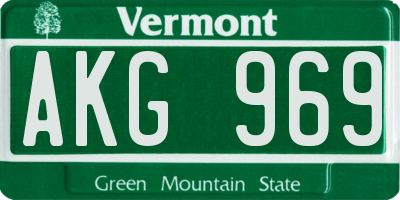 VT license plate AKG969