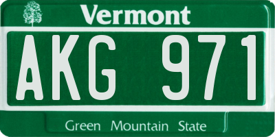 VT license plate AKG971