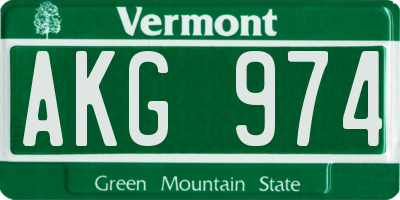 VT license plate AKG974