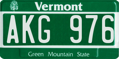 VT license plate AKG976