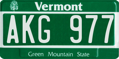 VT license plate AKG977