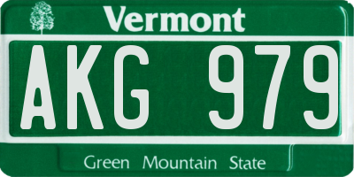 VT license plate AKG979