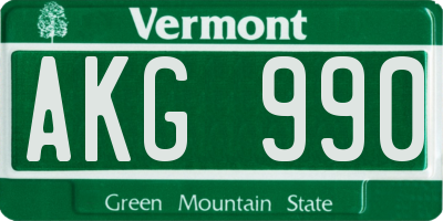 VT license plate AKG990