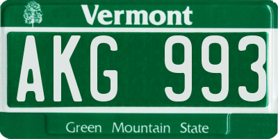 VT license plate AKG993