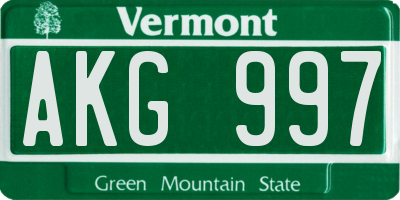 VT license plate AKG997