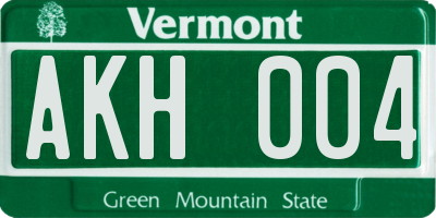 VT license plate AKH004