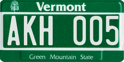 VT license plate AKH005