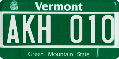 VT license plate AKH010