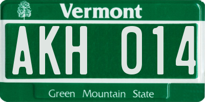 VT license plate AKH014