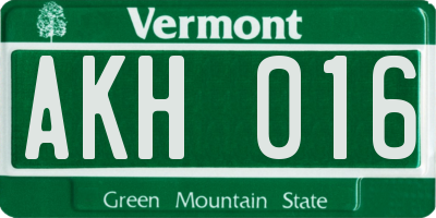 VT license plate AKH016