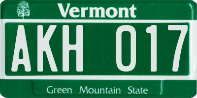 VT license plate AKH017