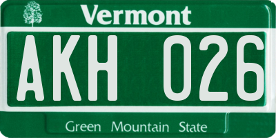 VT license plate AKH026
