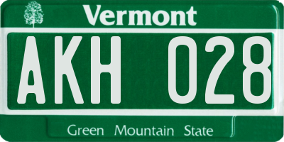 VT license plate AKH028