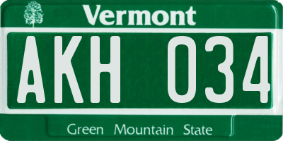 VT license plate AKH034