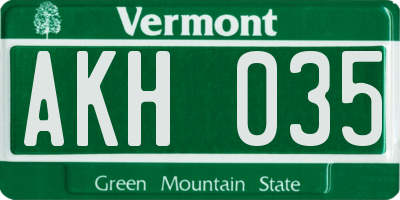 VT license plate AKH035