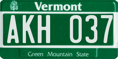 VT license plate AKH037