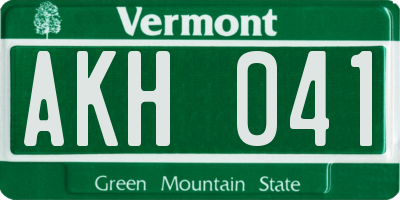 VT license plate AKH041