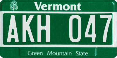 VT license plate AKH047