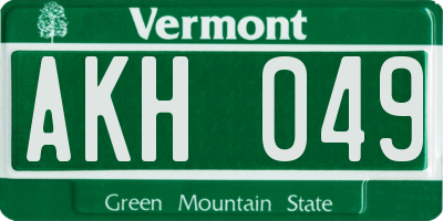 VT license plate AKH049