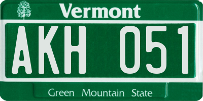 VT license plate AKH051