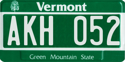 VT license plate AKH052