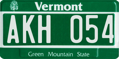 VT license plate AKH054
