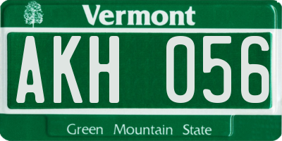 VT license plate AKH056