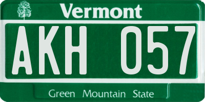 VT license plate AKH057