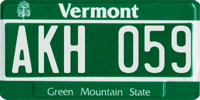 VT license plate AKH059