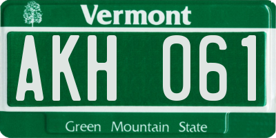 VT license plate AKH061