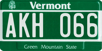 VT license plate AKH066