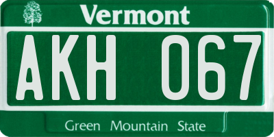VT license plate AKH067