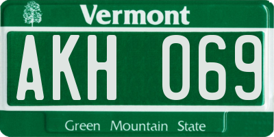 VT license plate AKH069