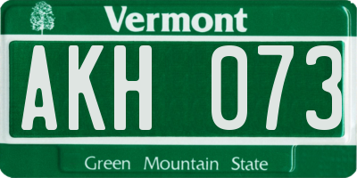 VT license plate AKH073