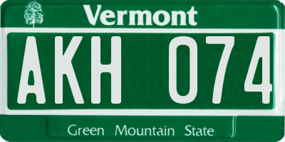 VT license plate AKH074