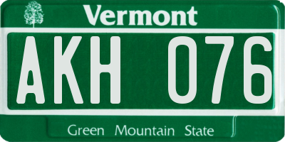 VT license plate AKH076