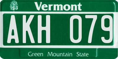 VT license plate AKH079