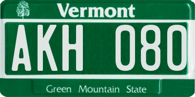 VT license plate AKH080