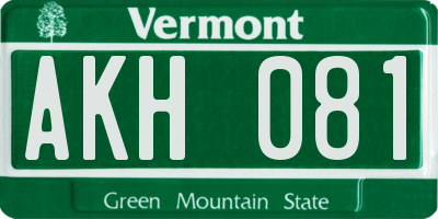 VT license plate AKH081