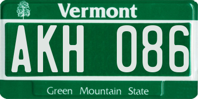 VT license plate AKH086