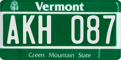 VT license plate AKH087