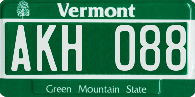 VT license plate AKH088