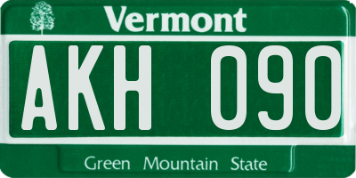 VT license plate AKH090
